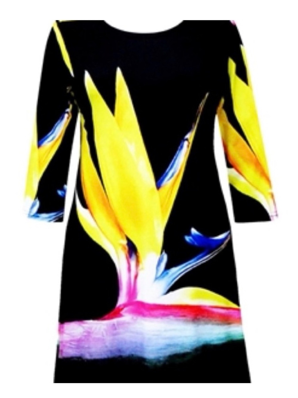 Valentino Black Midi Dress with Yellow Floral Graphic - Picture 2 of 8